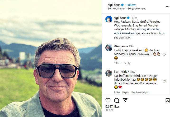 Hans Sigl Größe ,Vermögen,Eltern,Alter, Kinder