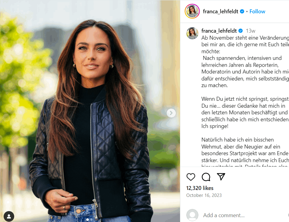 Franca Lehfeldt Elternhaus, Größe, Alter, Kinder, Eltern, Partner