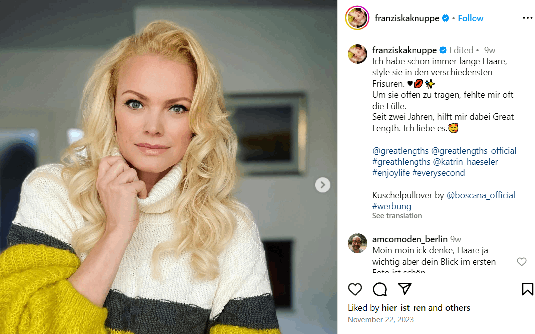 Franziska Knuppe Vermögen, Größe, Kinder, Partner, Eltern, Alter Franziska Knuppe Vermögen, Größe, Kinder, Partner, Eltern, Alter