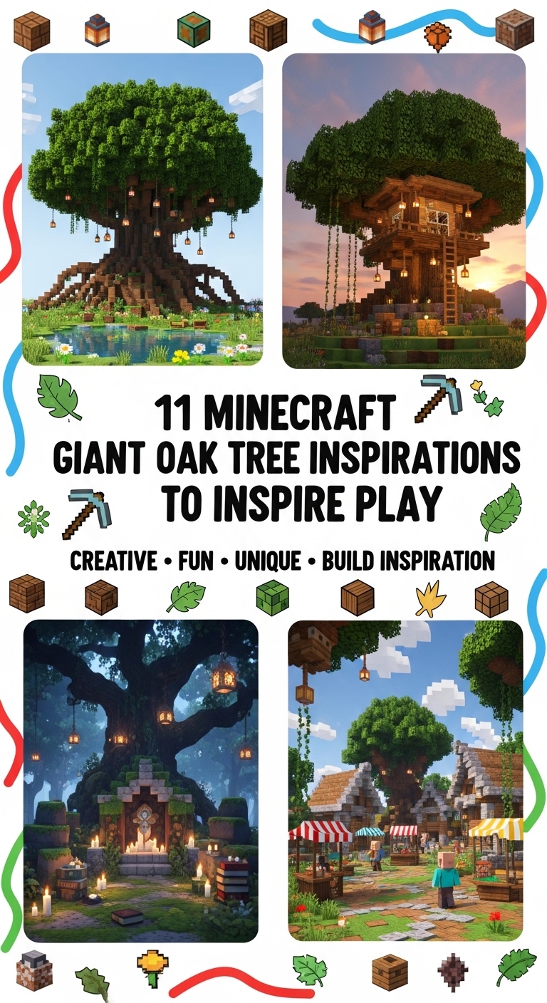 11 Minecraft Giant Oak Tree Inspiration Ideas to Inspire Play