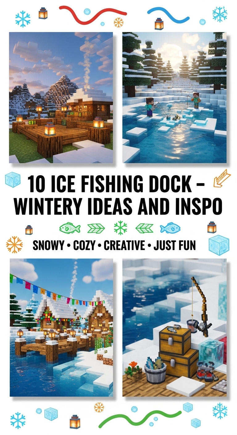 10 Ice Fishing Dock – Minecraft Winter Ideas and Inspo
