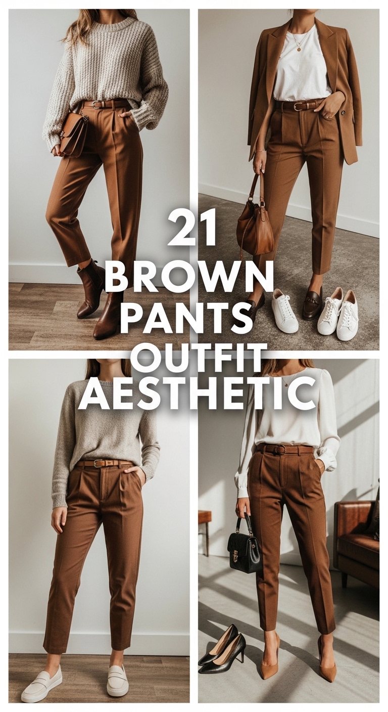 21 brown pants outfit aesthetic