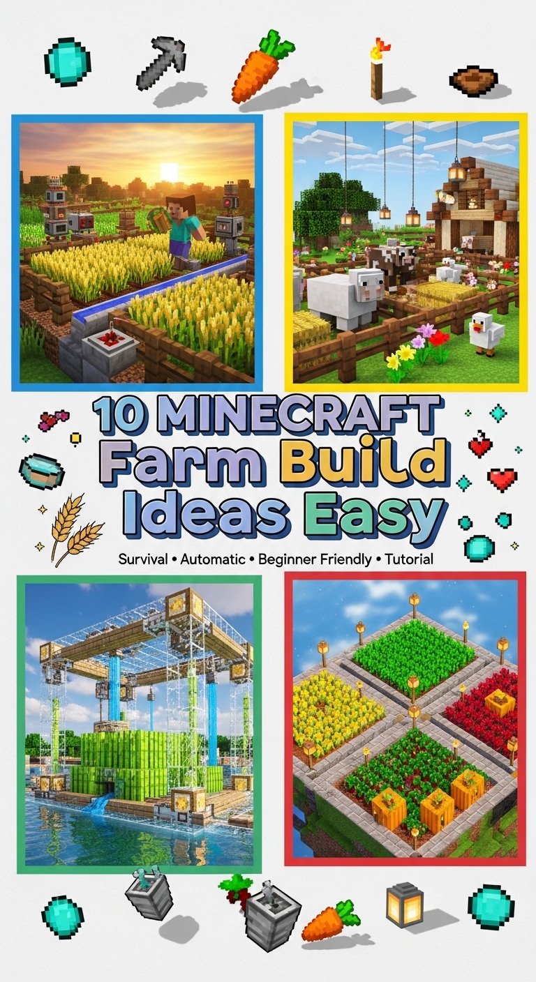 10 Minecraft Farm Build Ideas Easy